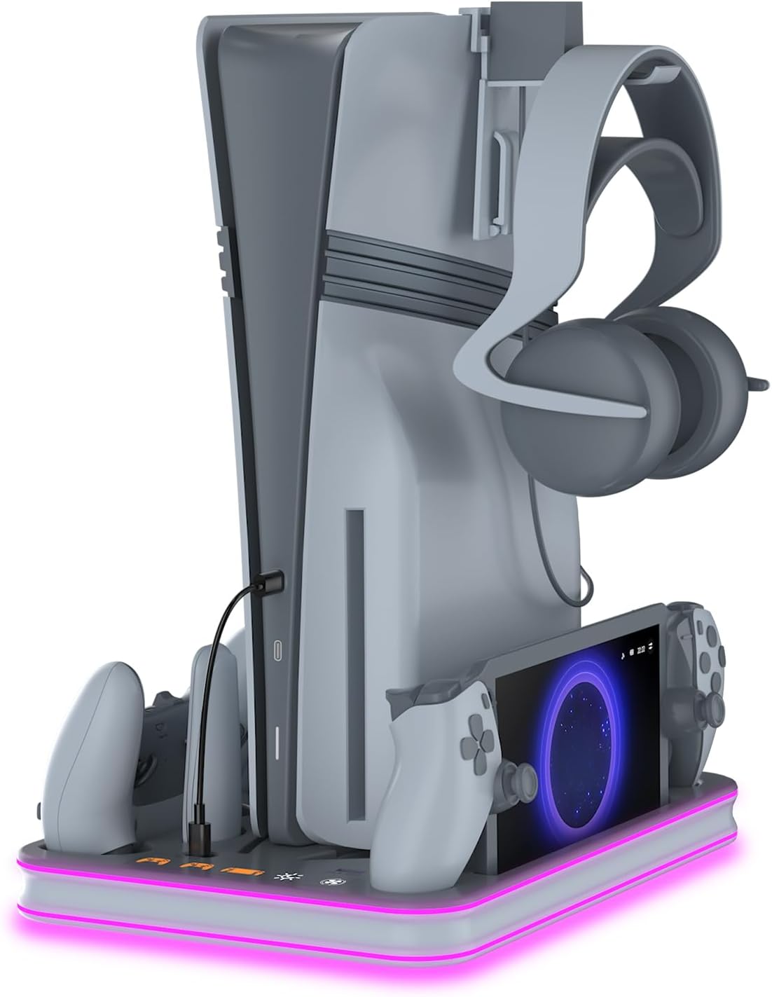 Cooling & Charging Stand Compatible with PS5 Slim, Disc & Digital, with Magnetic Charger for PS Portal