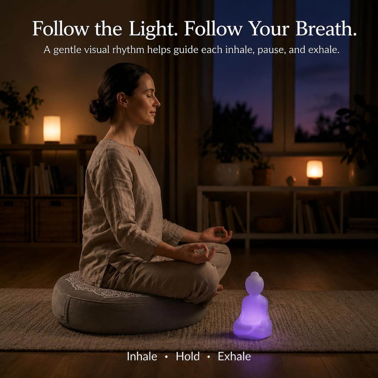 Peaceful meditation space with cushion for relaxation and mindfulness practice