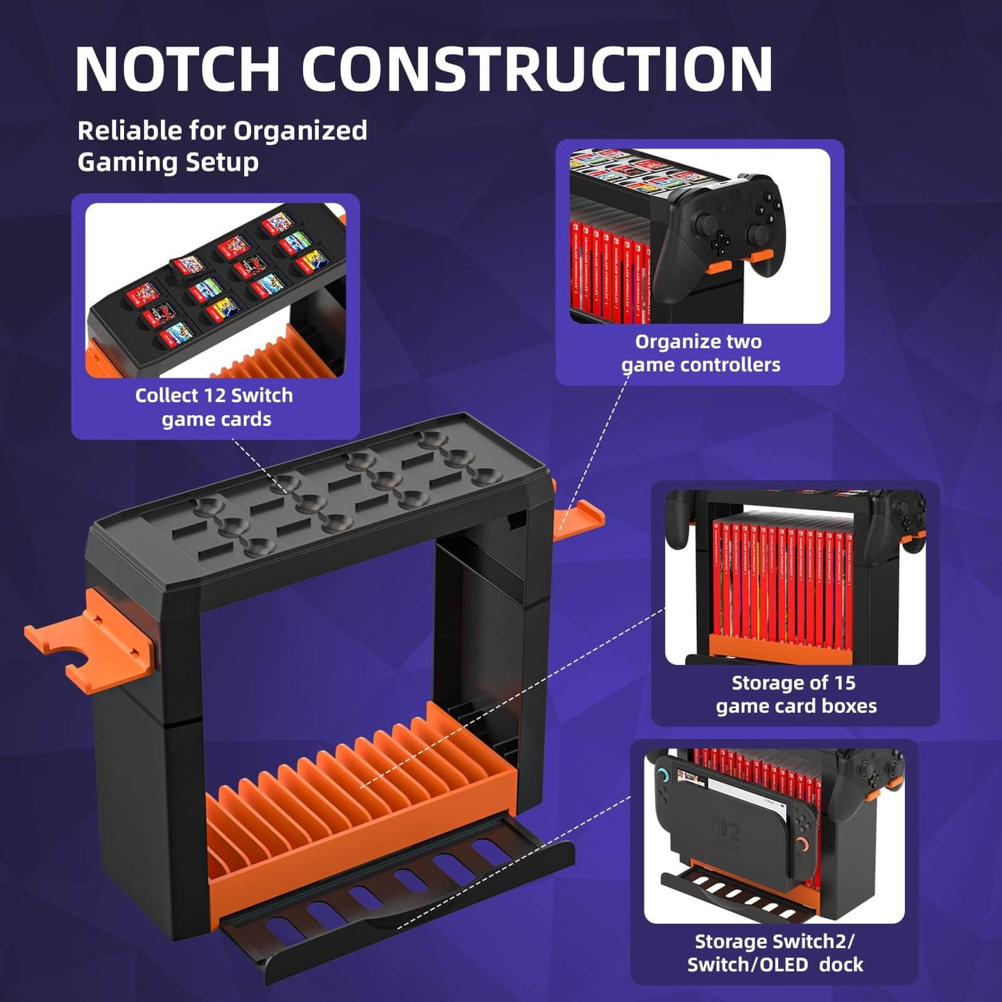 Gaming Storage Stand for Switch 2, OLED & Switch