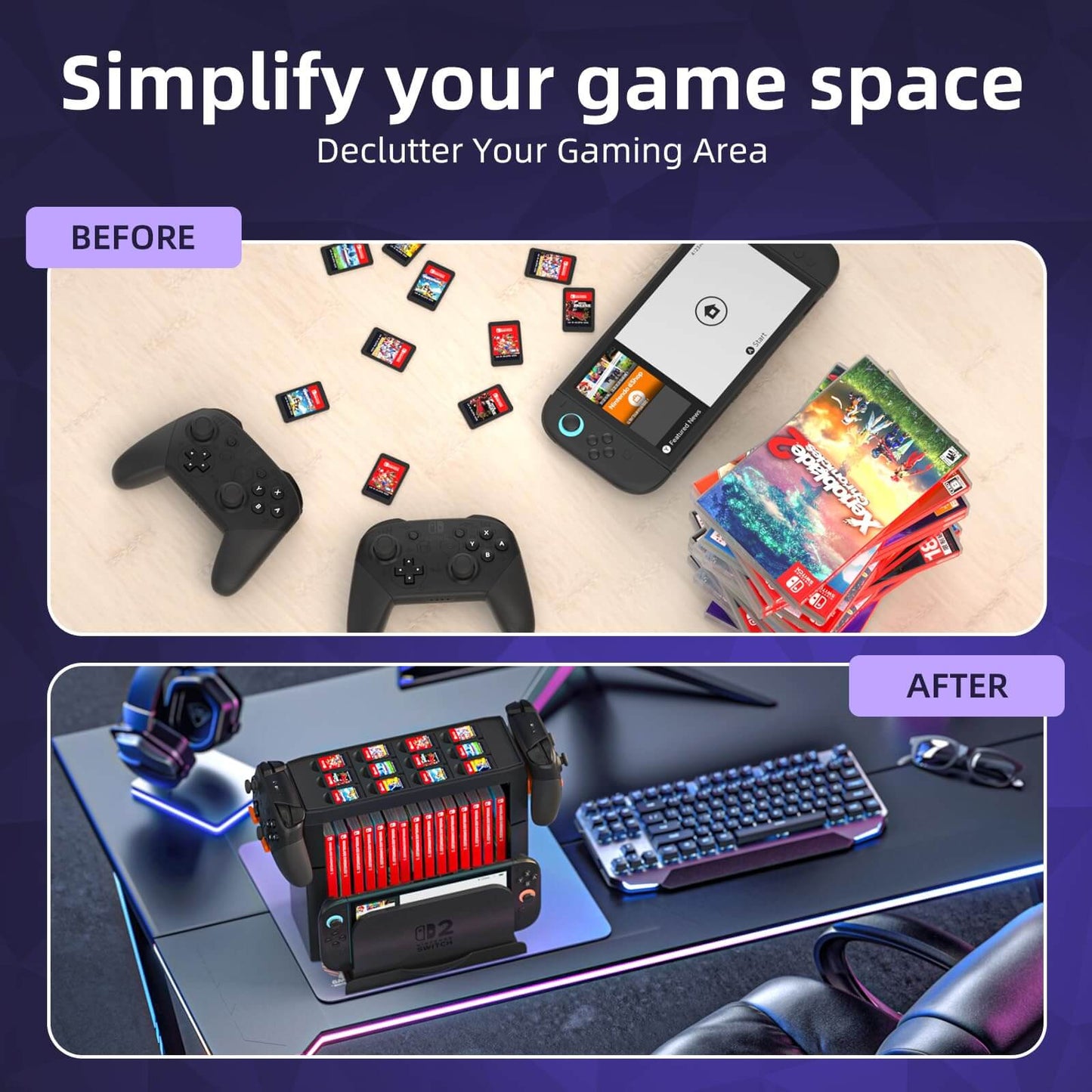 Gaming Storage Stand for Switch 2, OLED & Switch