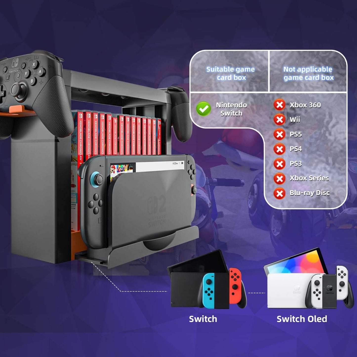 Gaming Storage Stand for Switch 2, OLED & Switch