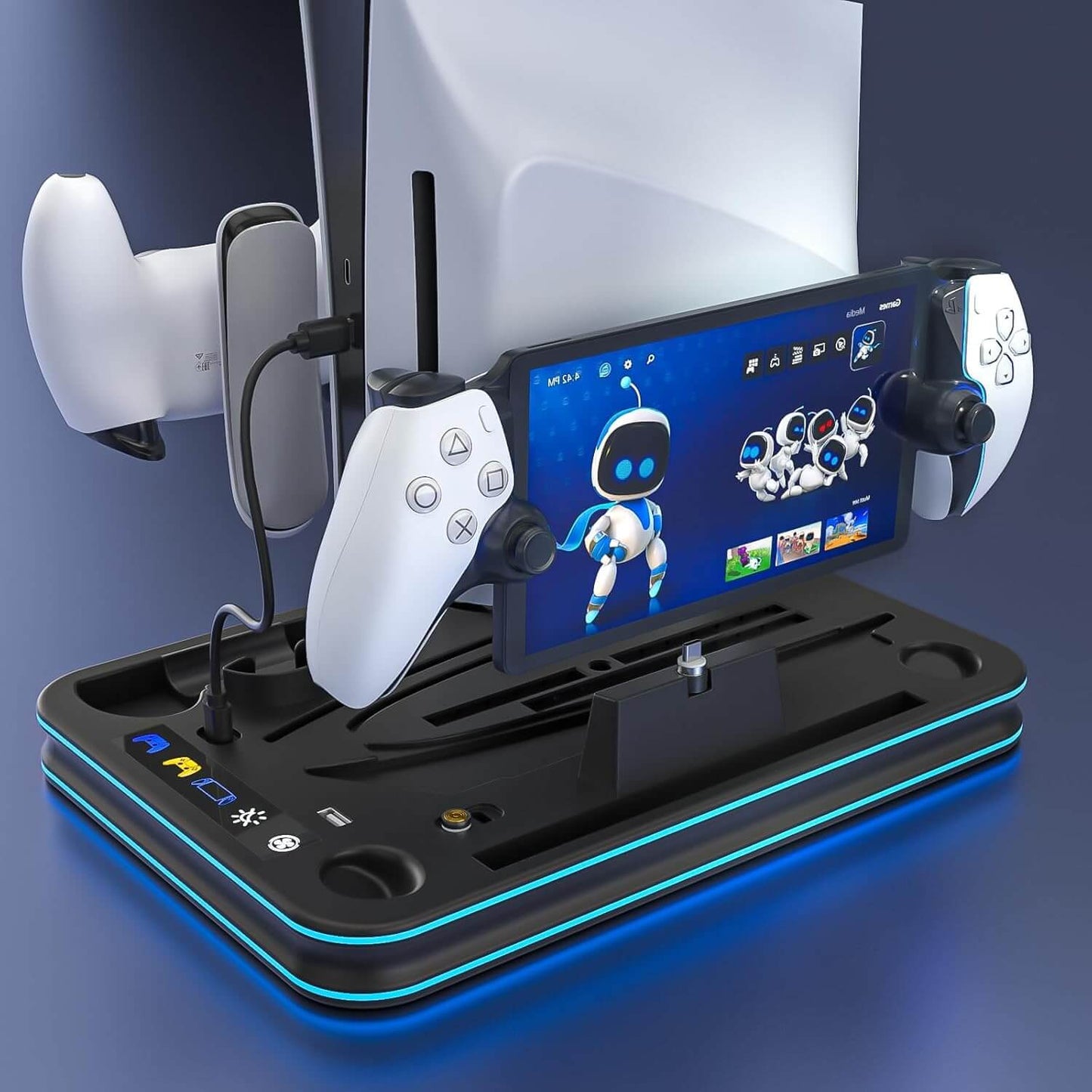 Cooling & Charging Stand Compatible with PS5 Slim, Disc & Digital, with Magnetic Charger for PS Portal