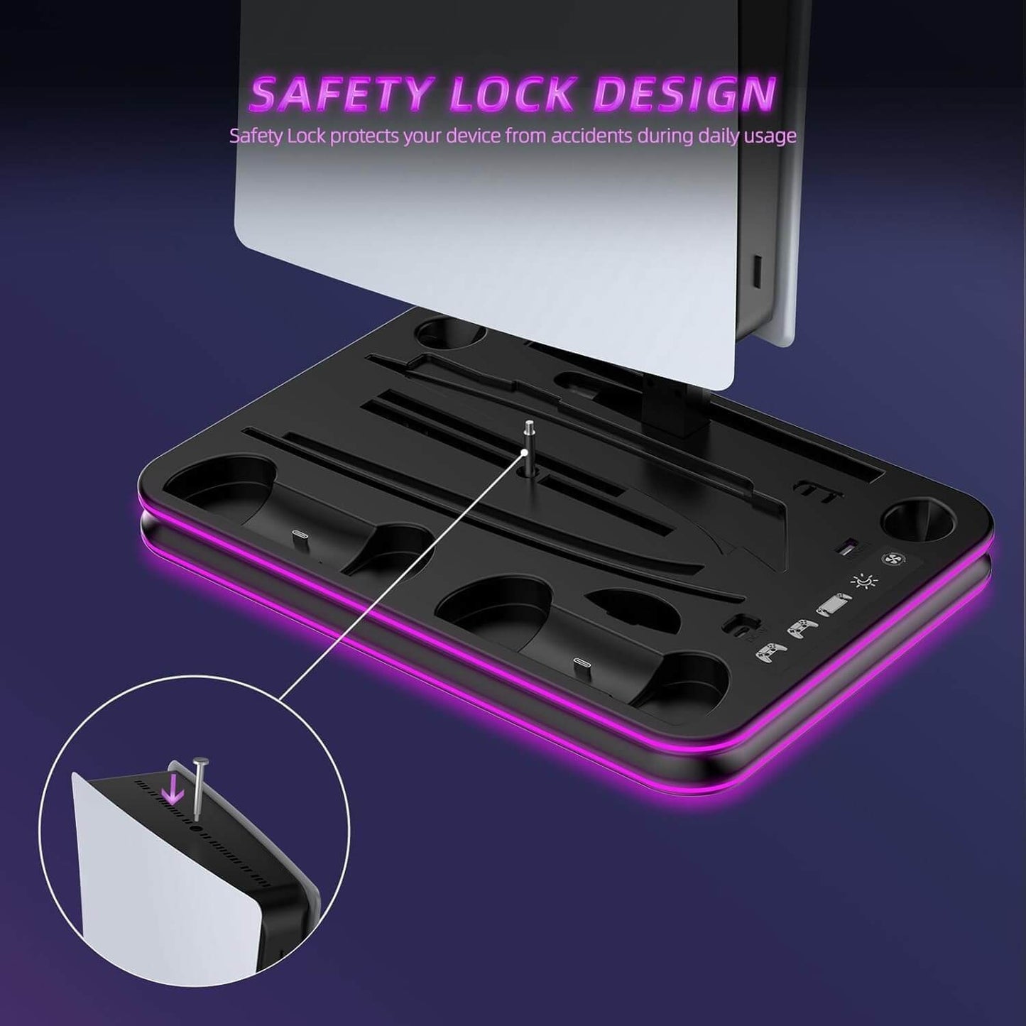 Cooling & Charging Stand Compatible with PS5 Slim, Disc & Digital, with Magnetic Charger for PS Portal