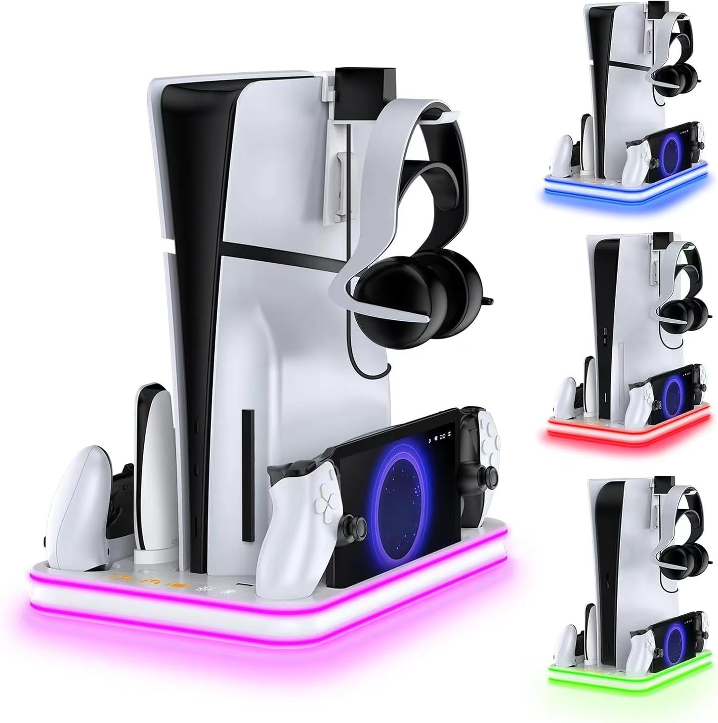 Cooling & Charging Stand Compatible with PS5 Slim, Disc & Digital, with Magnetic Charger for PS Portal
